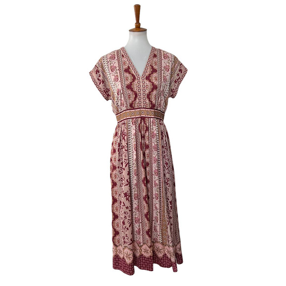 Gal Meets Glam Dresses & Skirts - Gal Meets Glam Womens Floral Maxi Dress Short Sleeve Pink Red Size 4